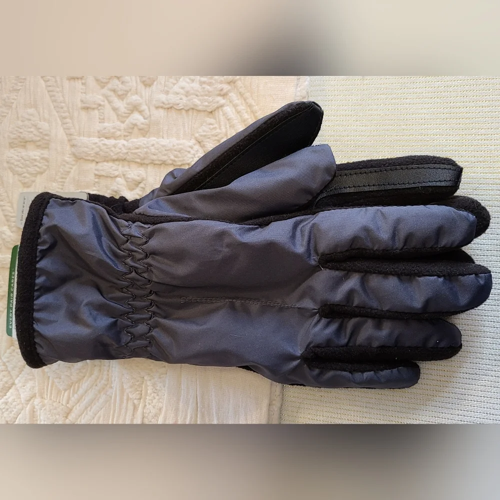 Isotoner Womens One Size EcoComfort Mineral Black SmartDri SmartTouch Gloves